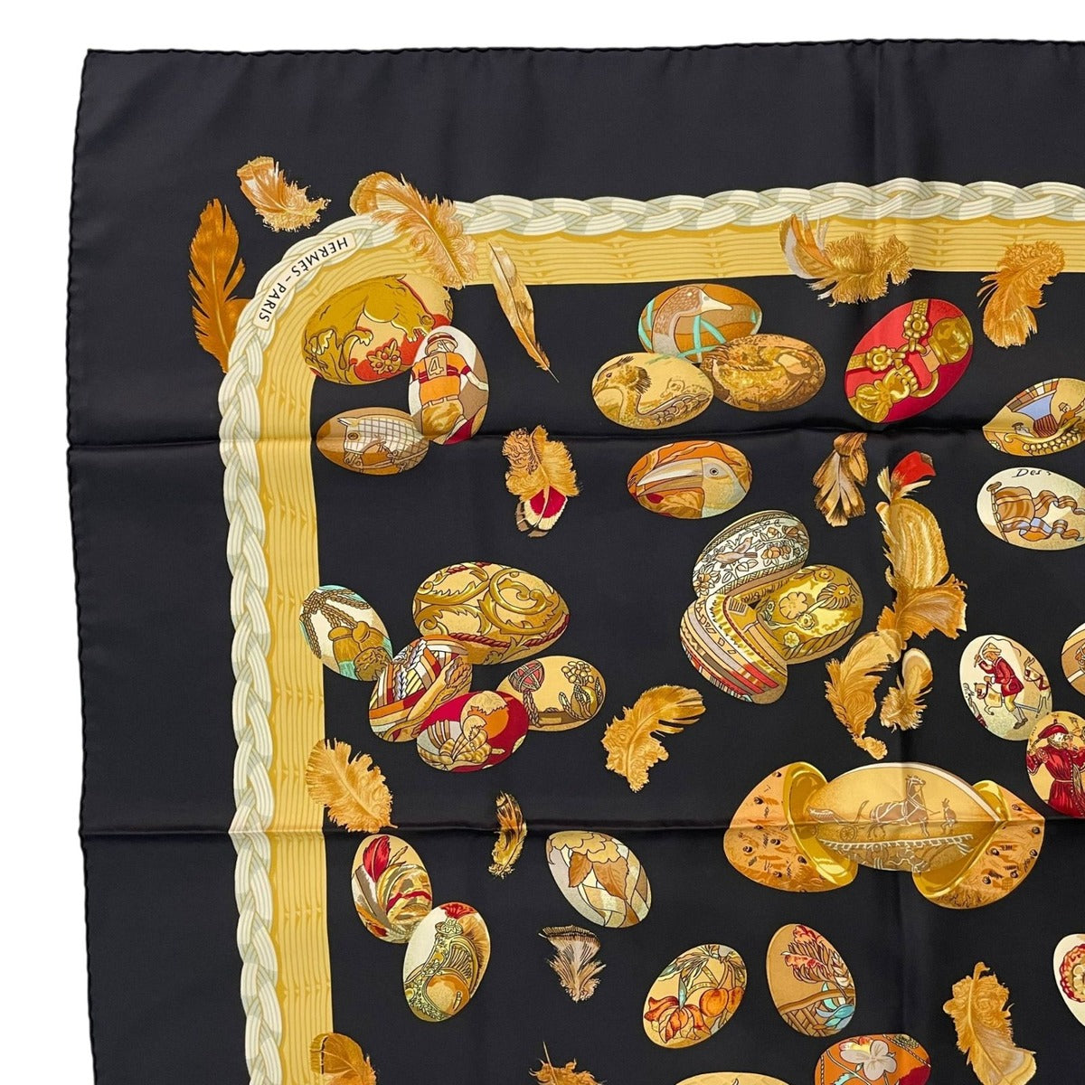 Hermes Scarf Silk Carre 90 Couvee D'hermes Chicks Black — view 3