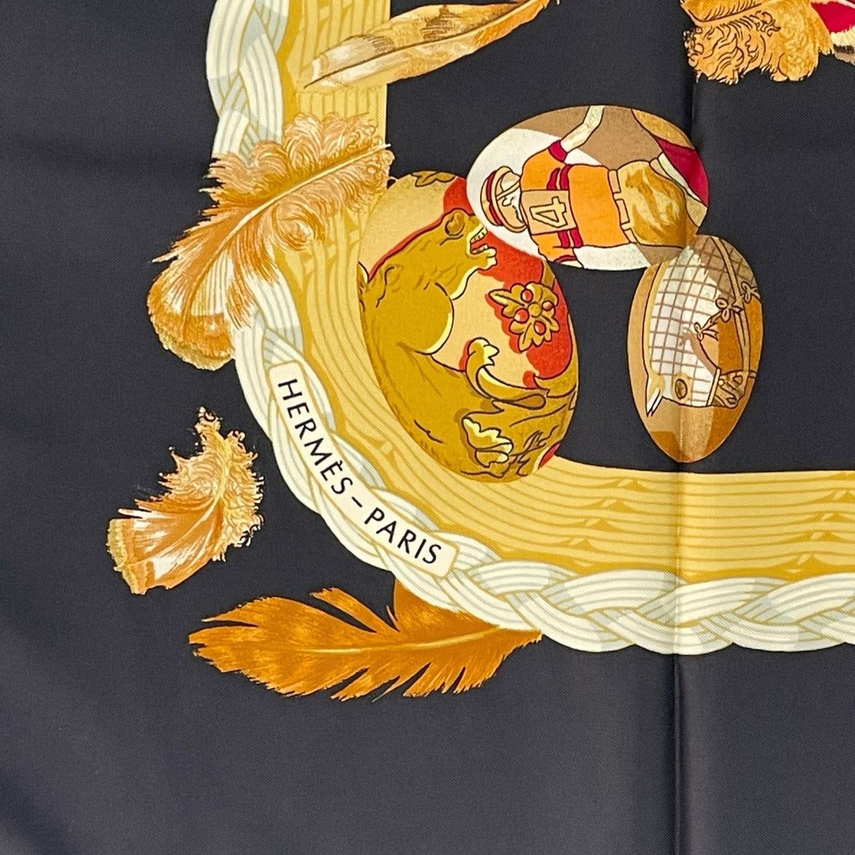 Hermes Scarf Silk Carre 90 Couvee D'hermes Chicks Black — view 7