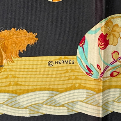Hermes Scarf Silk Carre 90 Couvee D'hermes Chicks Black — view 8