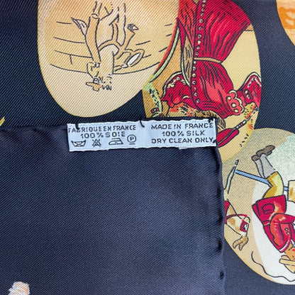 Hermes Scarf Silk Carre 90 Couvee D'hermes Chicks Black — view 10