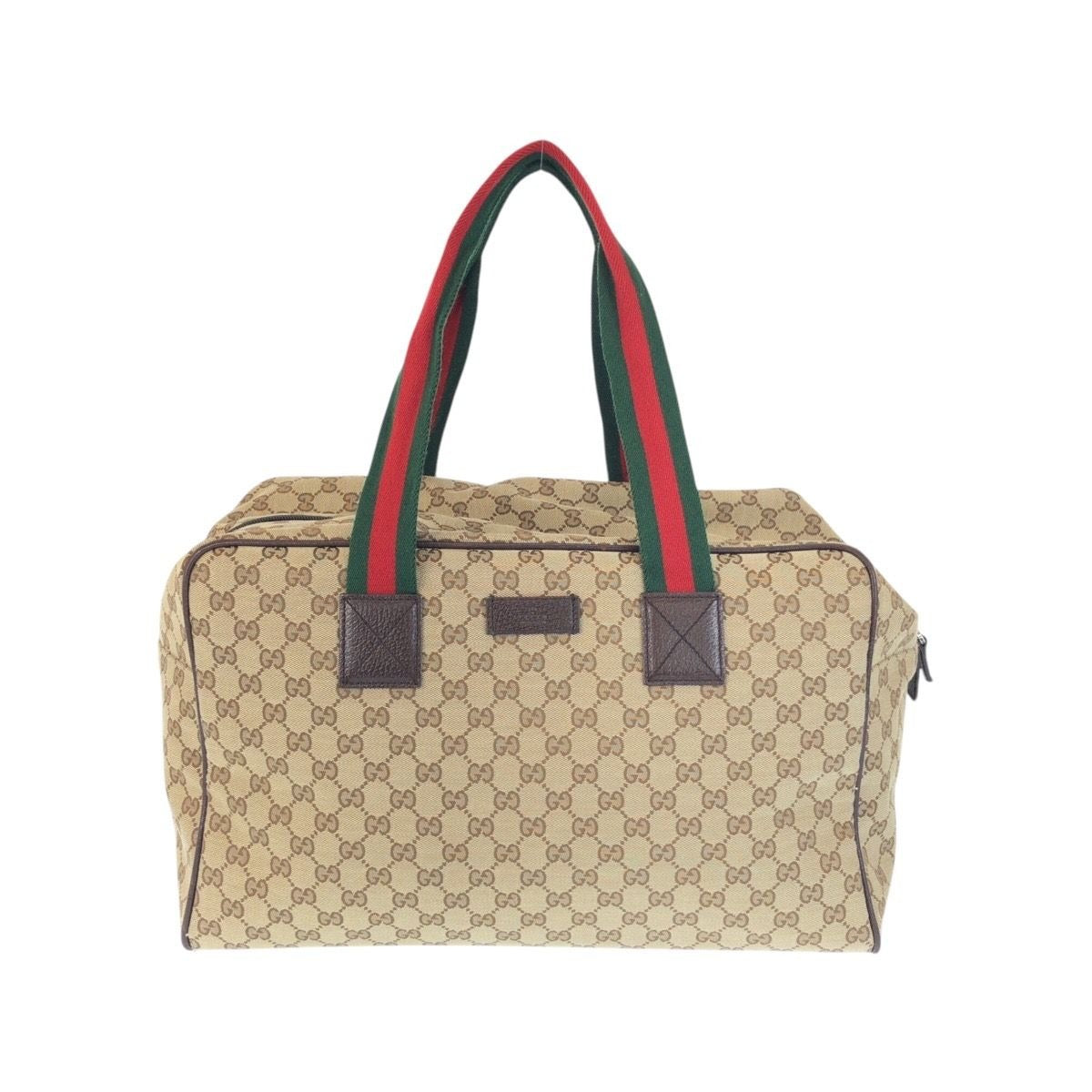 Gucci Sherry Line Beige Brown GG Canvas Leather Boston Bag