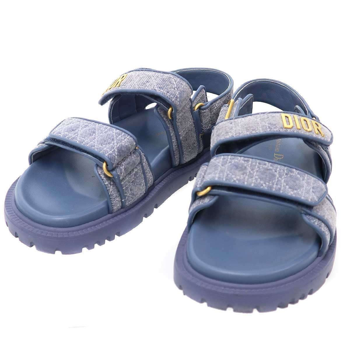 Dior Christian Act Cannage Denim Strap Sandals Blue 36.5