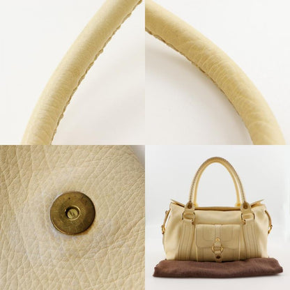 Celine Mini Boston Bag Triomphe Leather Off White Women Tote Bag