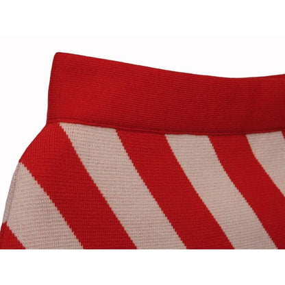 Gucci Striped Skirt Bottoms Women's Wool Red Ivory #xs Italy