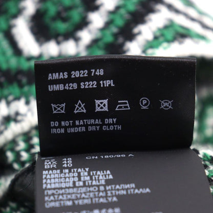 Prada 2022 Umb429 30% Cashmere Mockneck Jacquard Knit With Triangle Patch Green