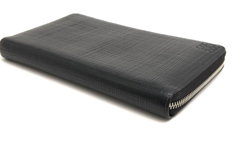 Loewe Long Wallet Women Leather Genuine Black C525t12x01 Linen Zip Around