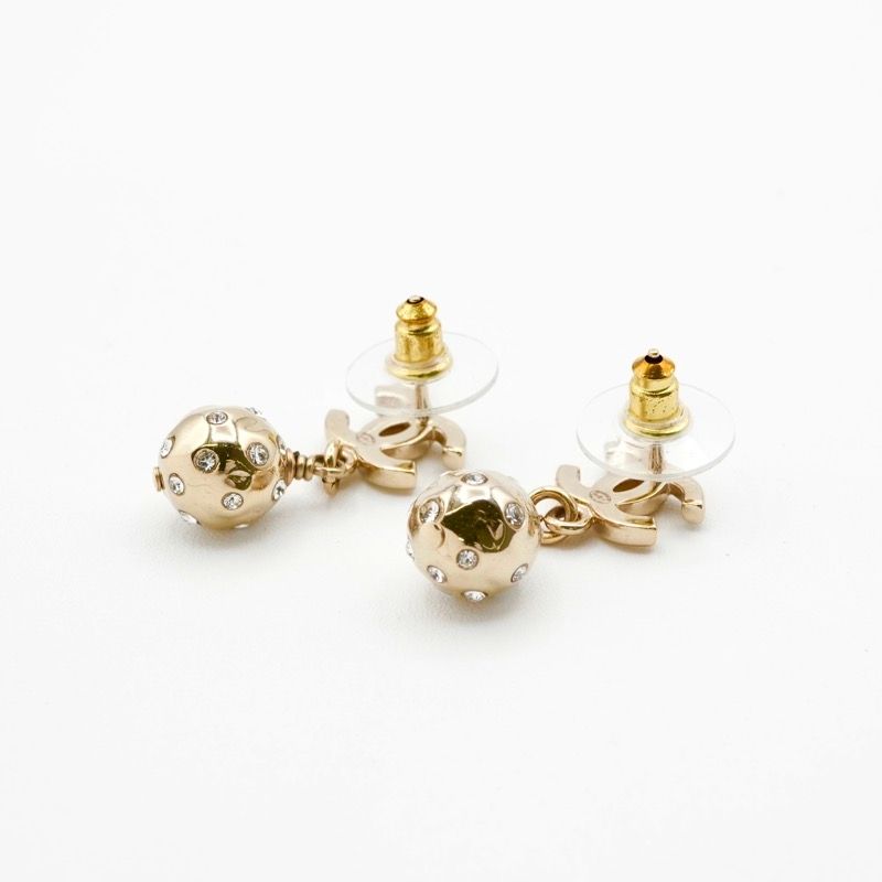 Chanel Earrings Earring Gold Coco Mark Rhinestone