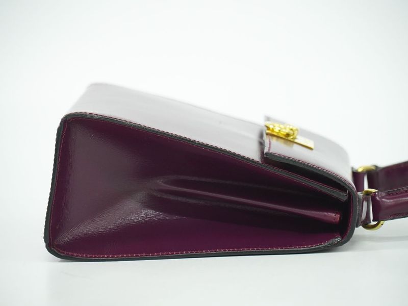 Authentic Celine Leather Handbag Purple Bag Pre-owned [follow-up Discount