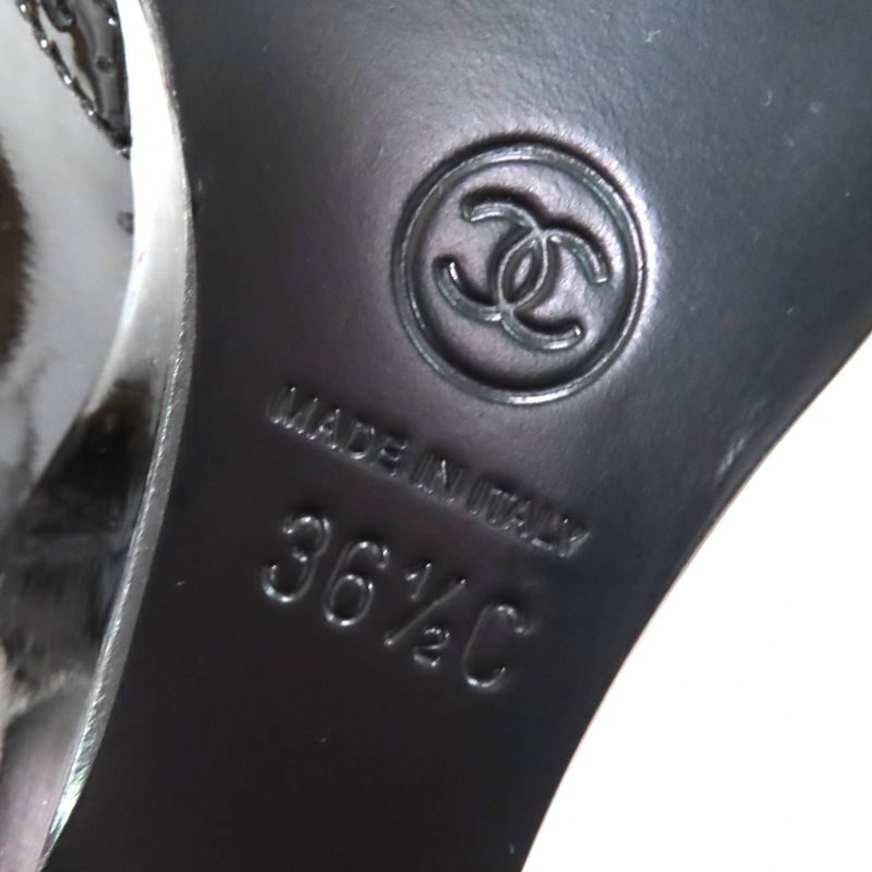 CHANEL G31216 Patent Leather Perforated Wedge Sole Pumps Black 36.5 Storage