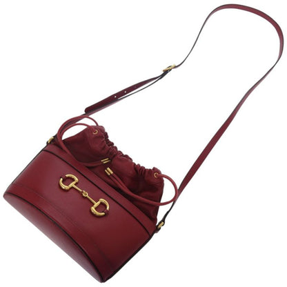 Gucci Horsebit 1955 Bucket Bag 602118 525040 Leather Red Shoulder Bag 1528 Gucci