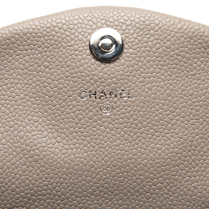 Chanel Half Moon Coco Mark Chain Wallet Shoulder Bag Purple Caviar Skin Women