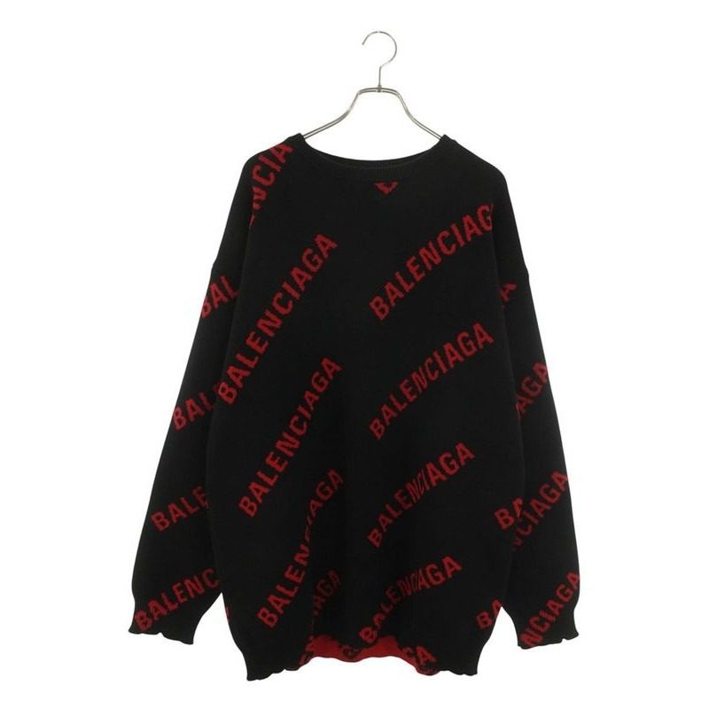 Balenciaga Logo Allover Pattern Knit Sweater