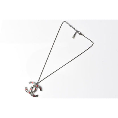 Chanel Coco Mark CC Rhinestone Gunmetal Red — view 2