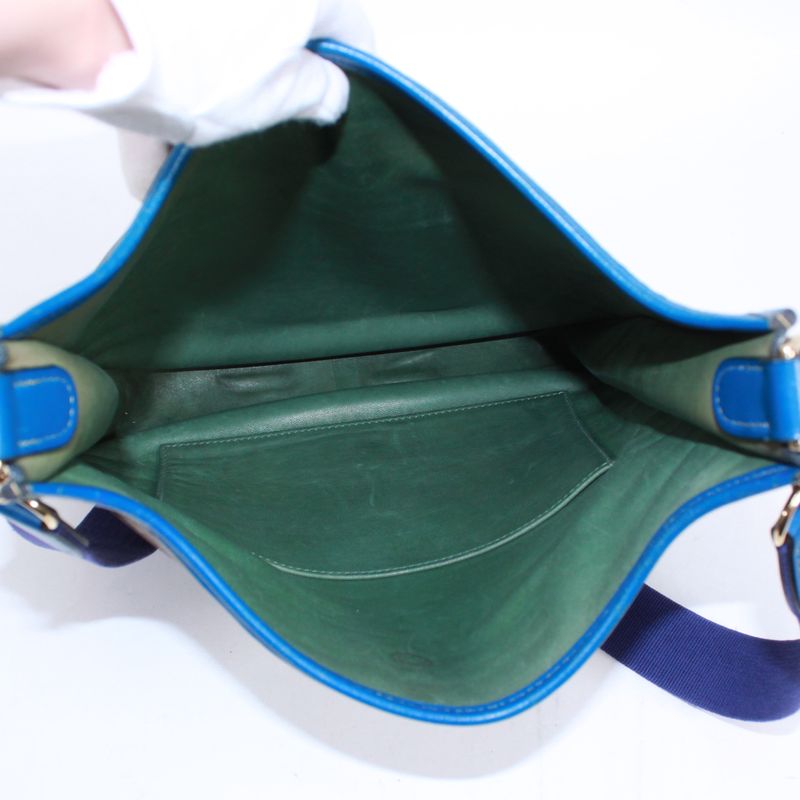 Hermes Evelyn 1 PM Leather And Chevre Blue Shoulder Bag Gold