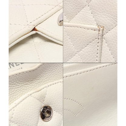 Chanel Shoulder Bag Double Flap Chain Silver Caviar — view 9