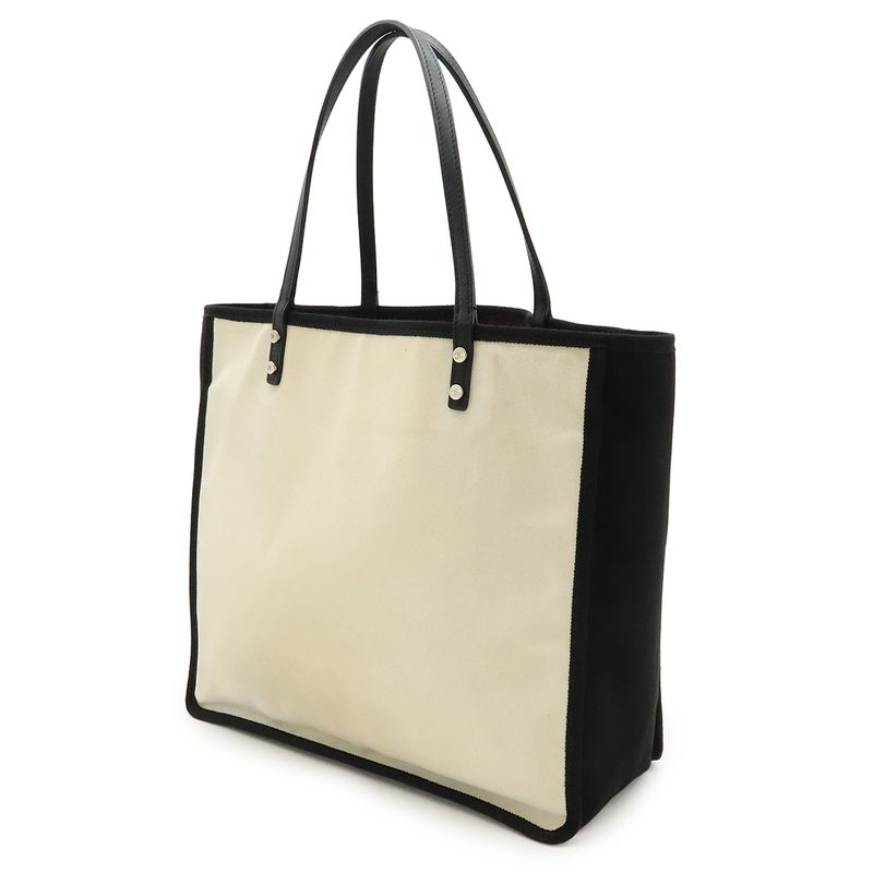 Chanel Let's Lemon Straight Tote Bag Shoulder Bag Canvas Leather Ivory Black