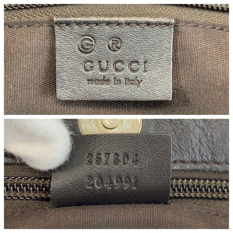 Gucci GG Pattern Brown Silver Hardware Nylon/leather 257304 Tote Bag Shoulder