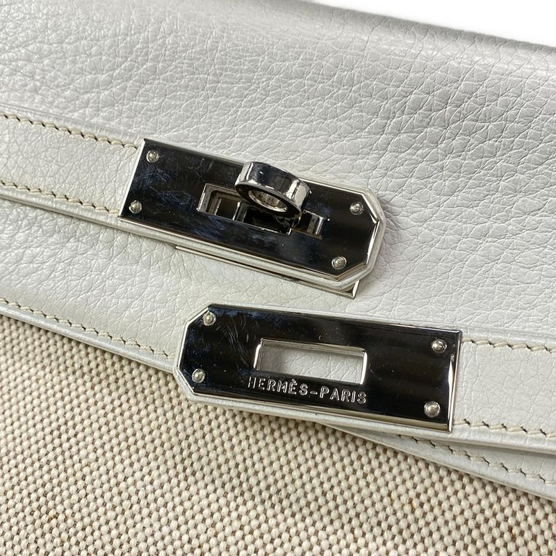 Hermes Handbag Kelly 32 White And Ivory Internal Stitching/silver Hardware