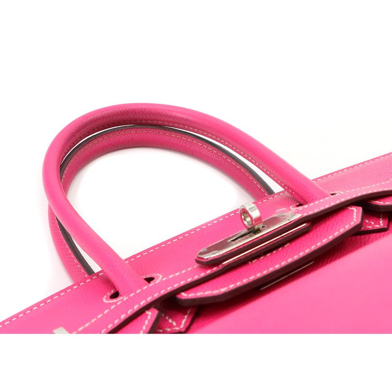 Hermes Candy Birkin 30 Epson Rose Tillian Ruby Hand Bag Stamped ?O Silver