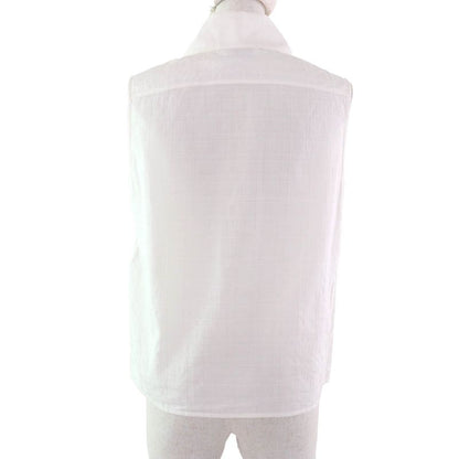 CHANEL P78855 Silk Blend Coco Mark Sleeveless Shirt Blouse With Logo Button
