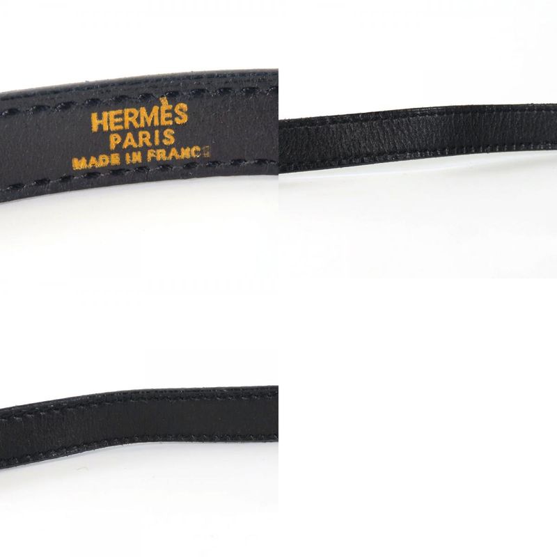 Hermes Bracelet Kelly Leather Metal Black Gold Hardware □I Engraved Accessories