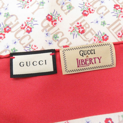 Gucci X Liberty Flower Print Silk Beige Red Scarf 1126 Gucci