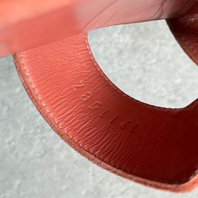 Hermes Santoni Strap Sandals Flat Shoes Coral Orange Suedeleather 38 25cm