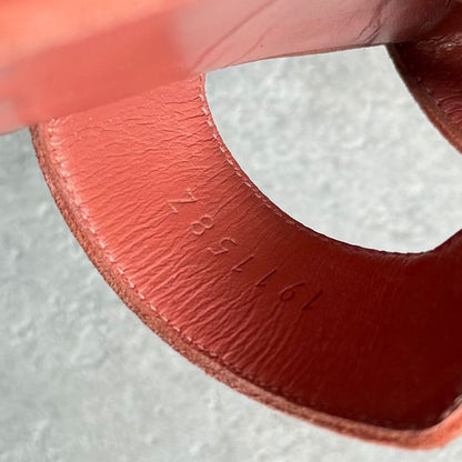 Hermes Santoni Strap Sandals Flat Shoes Coral Orange Suedeleather 38 25cm