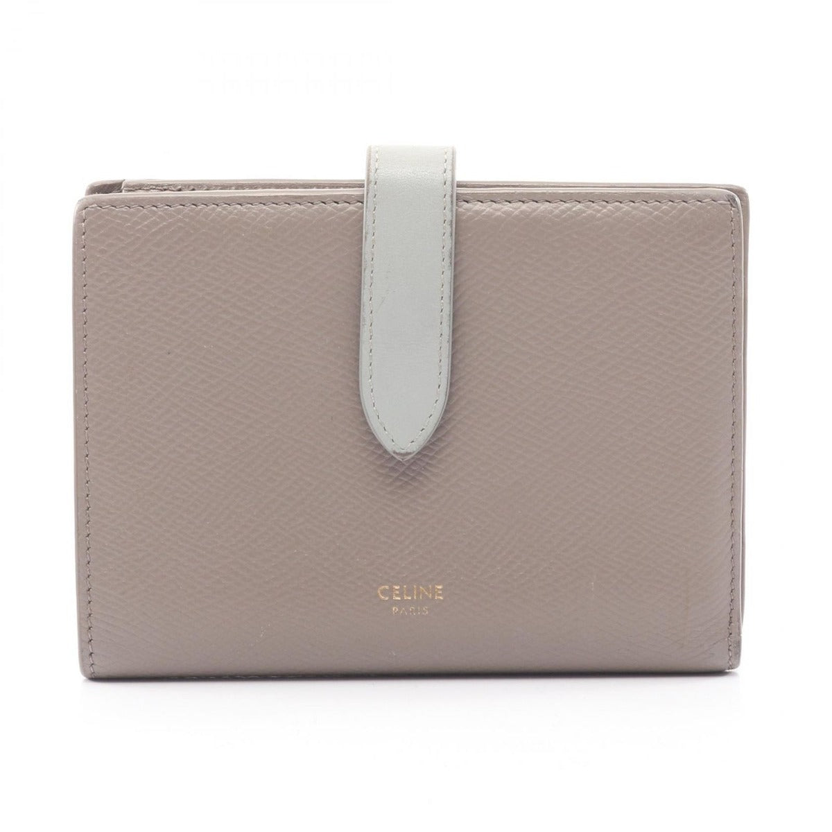 Celine Bifold Wallet Strap Gray Leather