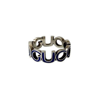 Gucci Interlocking G Enamel Ring Silver 925 No 24 Accessory