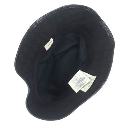 Gucci 576587 GG Canvas GG Marmont Logo Gold Hardware Bucket Hat Black L/59cm