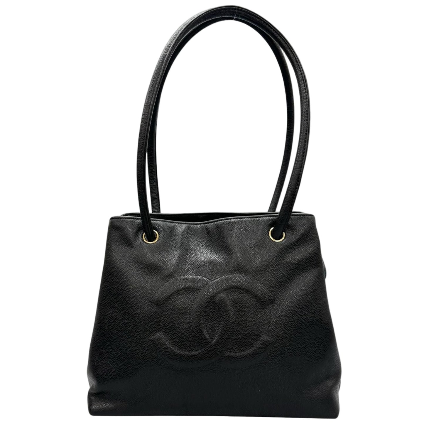 Chanel Coco Charm Caviar Leather Black Tote Gold
