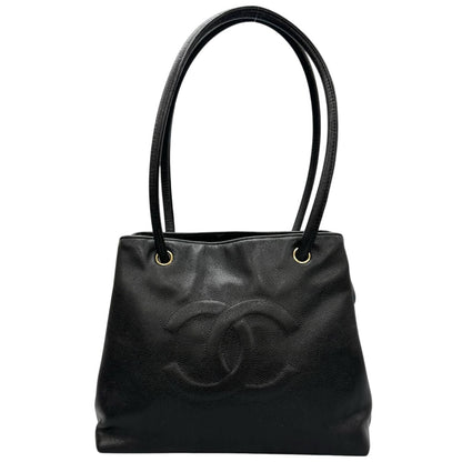 Chanel Coco Charm Caviar Leather Black Tote Gold