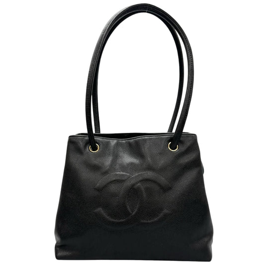Chanel Coco Charm Caviar Leather Black Tote Gold