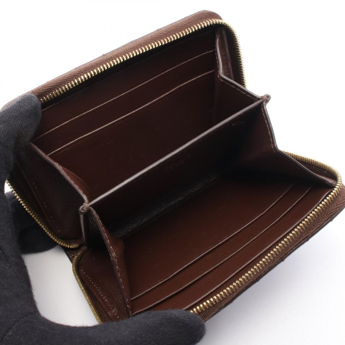 Celine Coin Case CC Charm Dark Brown Leather Compact Wallet — view 3
