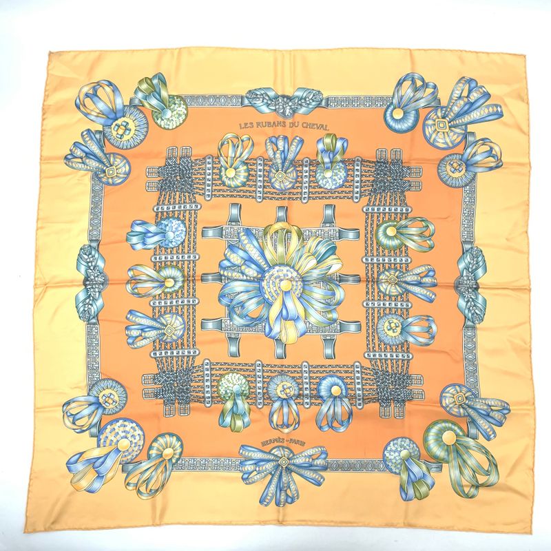 Hermes Carre 90 LES Rubans DU Cheval Horse Ribbon Scarf With Box