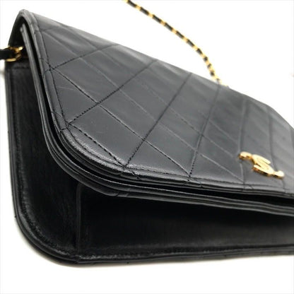 Chanel CC Logo Quilted Lambskin Push Lock Chain Shoulder Bag Black