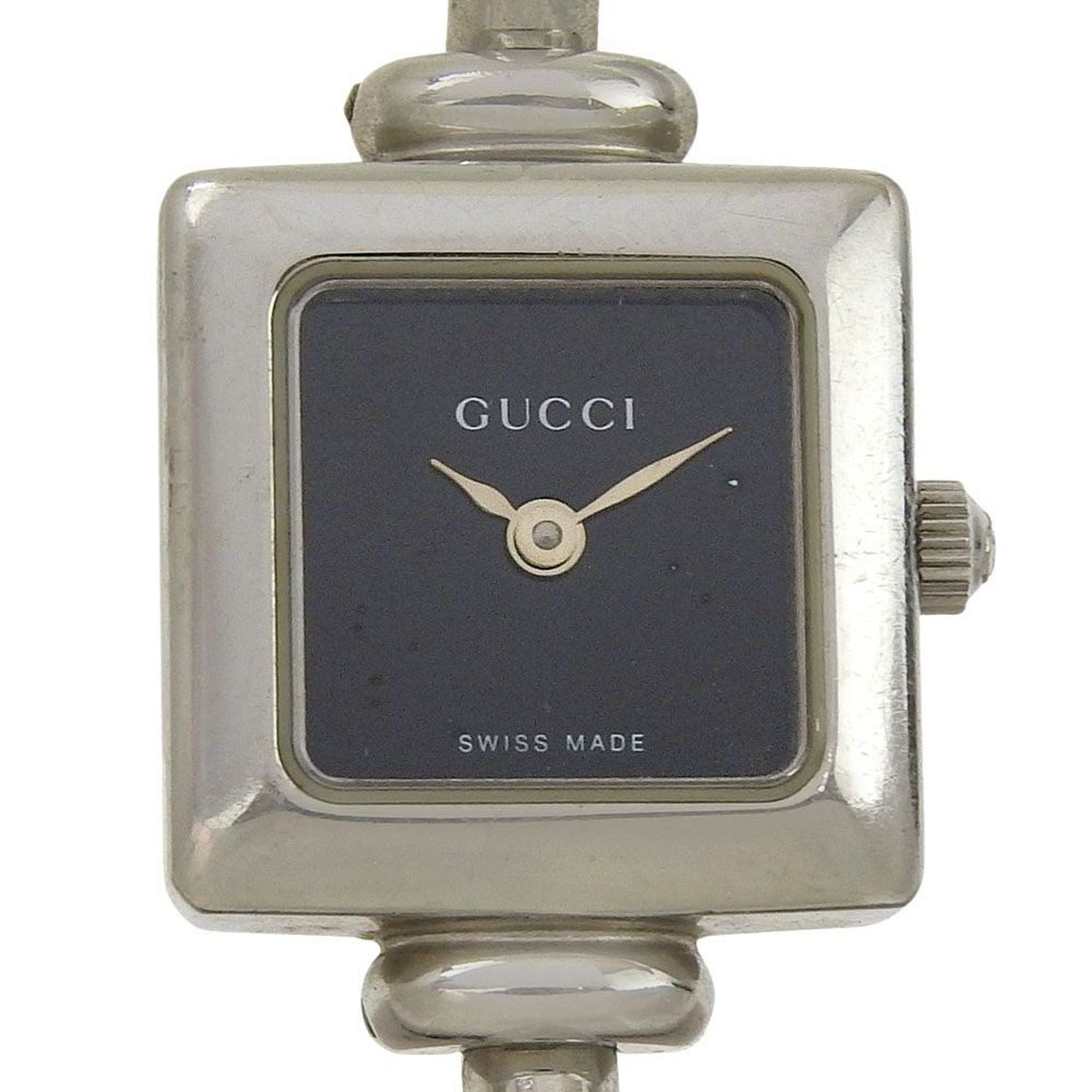 Gucci Stainless Steel Quartz Analog Display Black Dial Watch