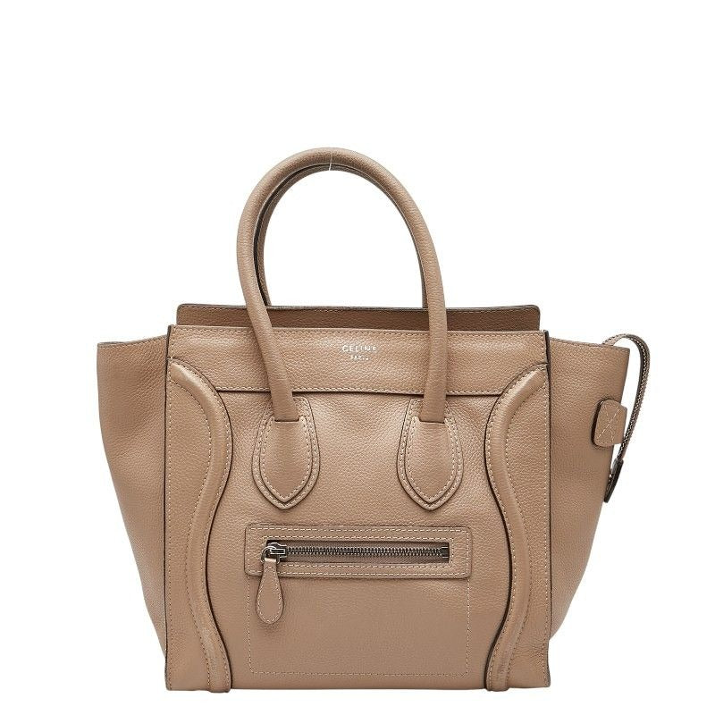 Celine Luggage Micro Shopper Beige Leather