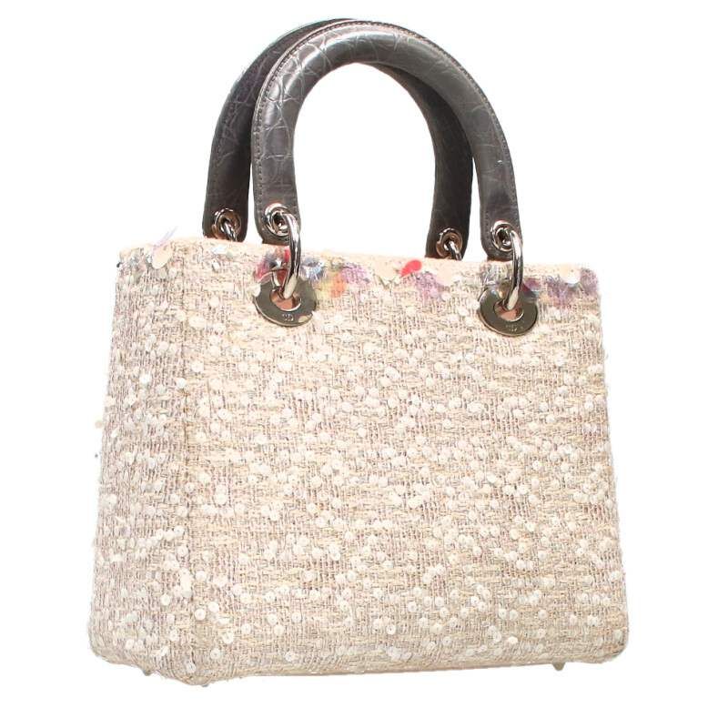 Christian Dior Lady Dior Sequined Tweed Handbag Women's