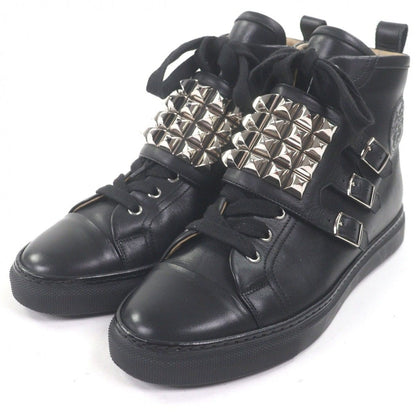 Hermes Lennox Collier de Chien Lace Up High Cut Sneakers Leather Shoes Black 40
