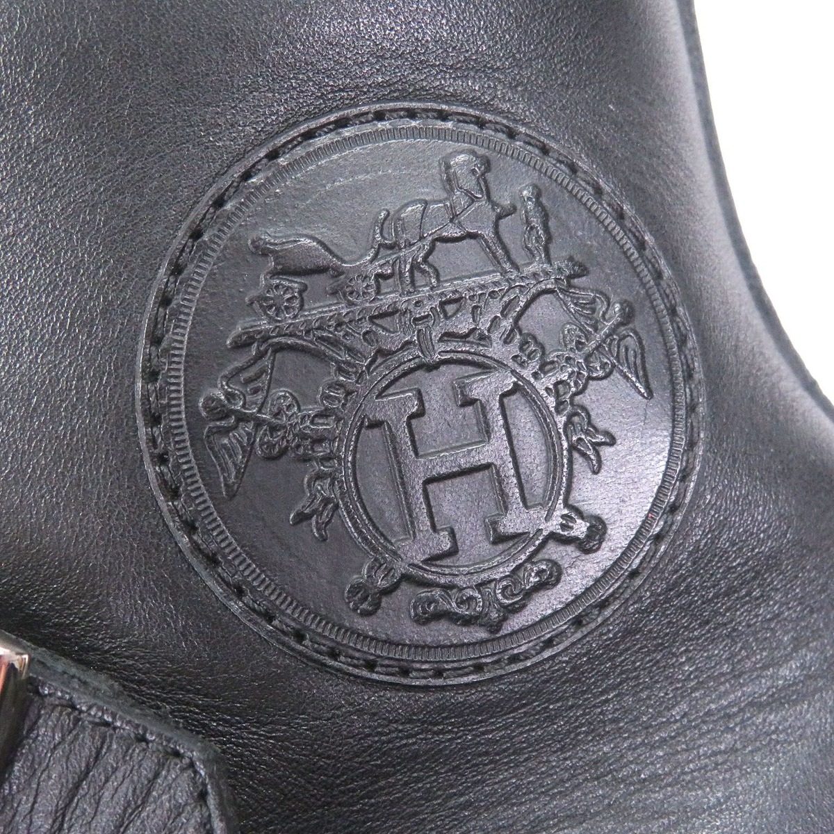 Hermes Lennox Collier de Chien Lace Up High Cut Sneakers Leather Shoes Black 40 — view 7