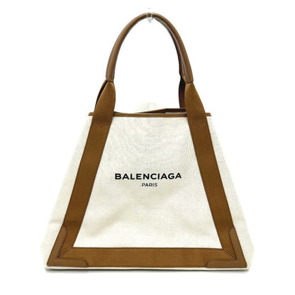 Balenciaga Tote Bag Navy Cabas M 339936 Canvas/leather Beige