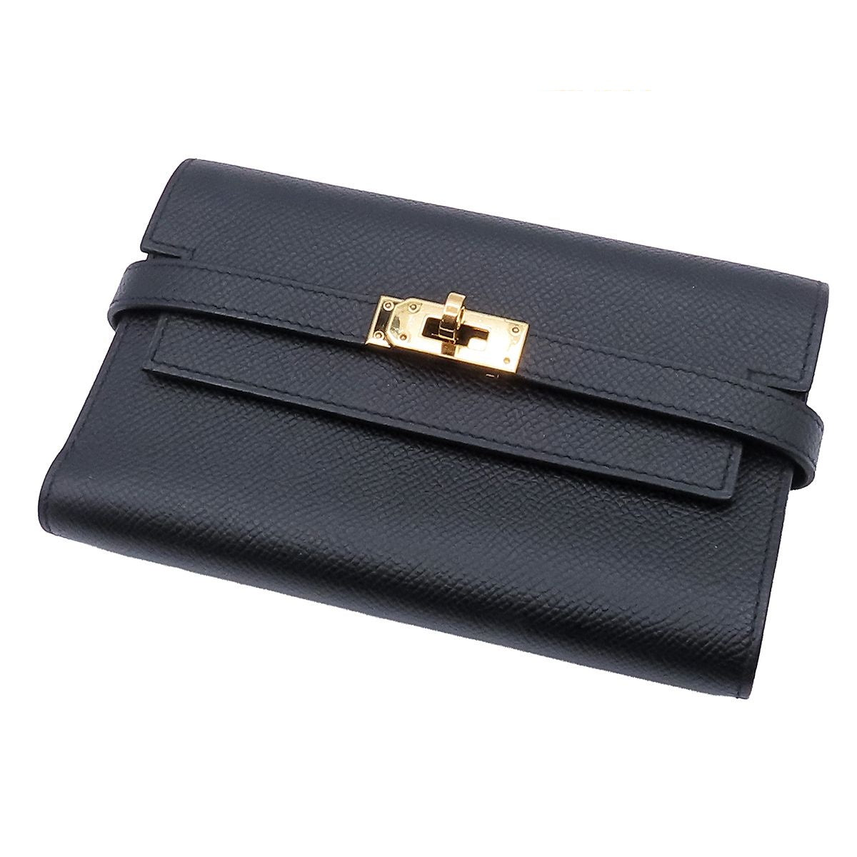 Hermes Kelly Wallet Black Gold Epsom Bifold