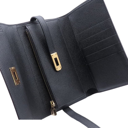 Hermes Kelly Wallet Black Gold Epsom Bifold — view 6