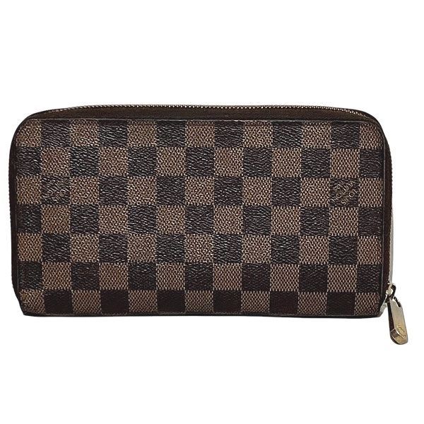 Louis Vuitton Damier Ebène N60003 Round Zipper Long Wallet Unisex