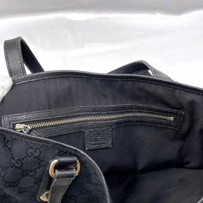 Gucci Tote Bag Black GG Canvas 153009 Light Canvas