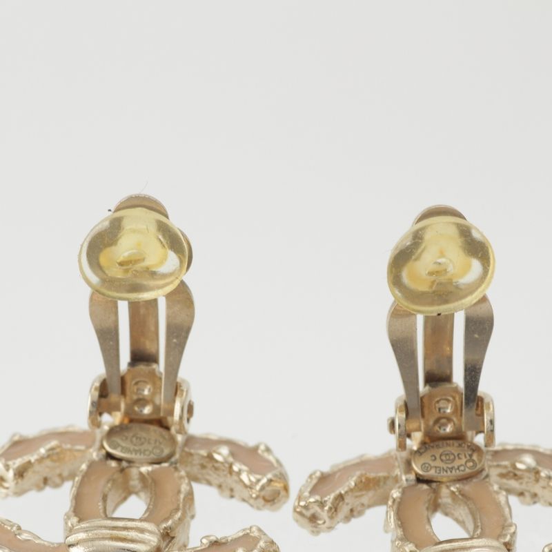 Chanel A13C GP Coco Mark Stone Earrings Accessories Pink