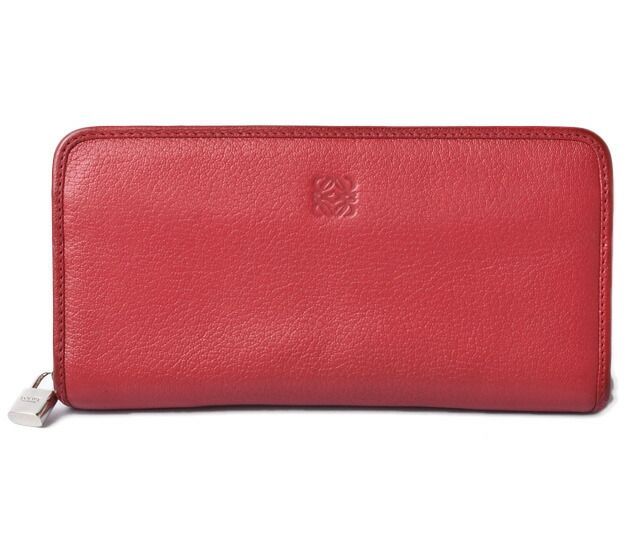 Loewe Wallets Preowned Loewe Long Wallet Round Zipper Amazona Goatskin Bordeaux