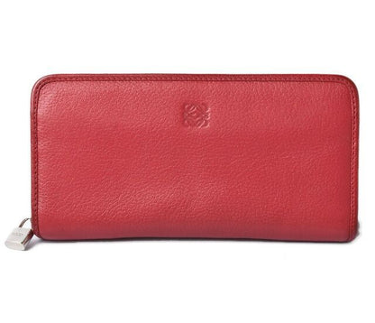 Loewe Wallets Preowned Loewe Long Wallet Round Zipper Amazona Goatskin Bordeaux